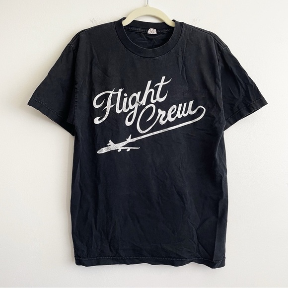Vintage graphic tee Flight Crew double sided airplane airline flying medium M - Picture 1 of 8